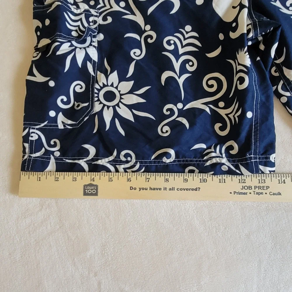 Y2K Sideout Board Shorts Mens 36‎ Navy Blue Floral Hibiscus Print Swim Trunks